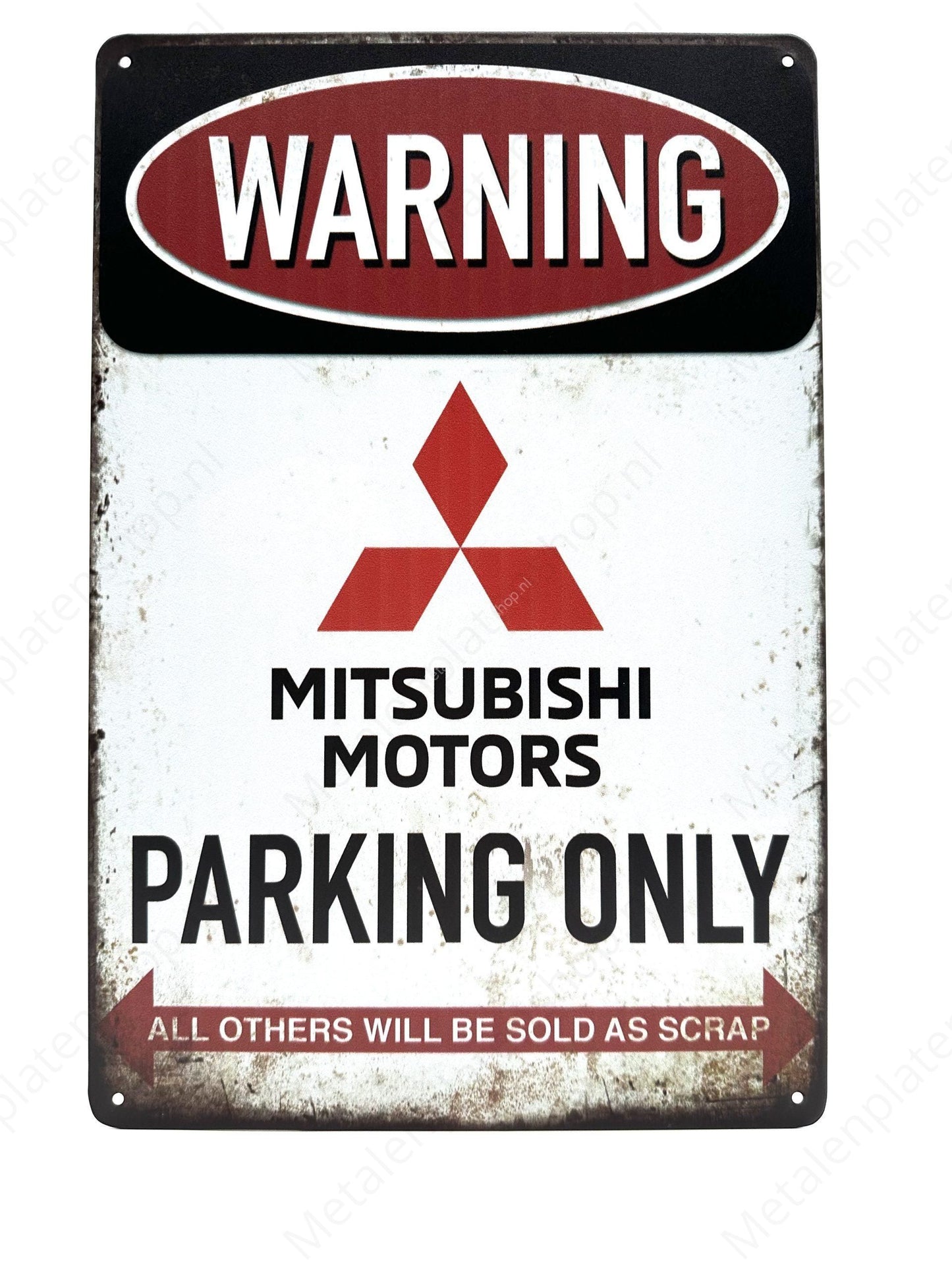 Warning Mitsubishi Parking Only - Metal Wall Sign