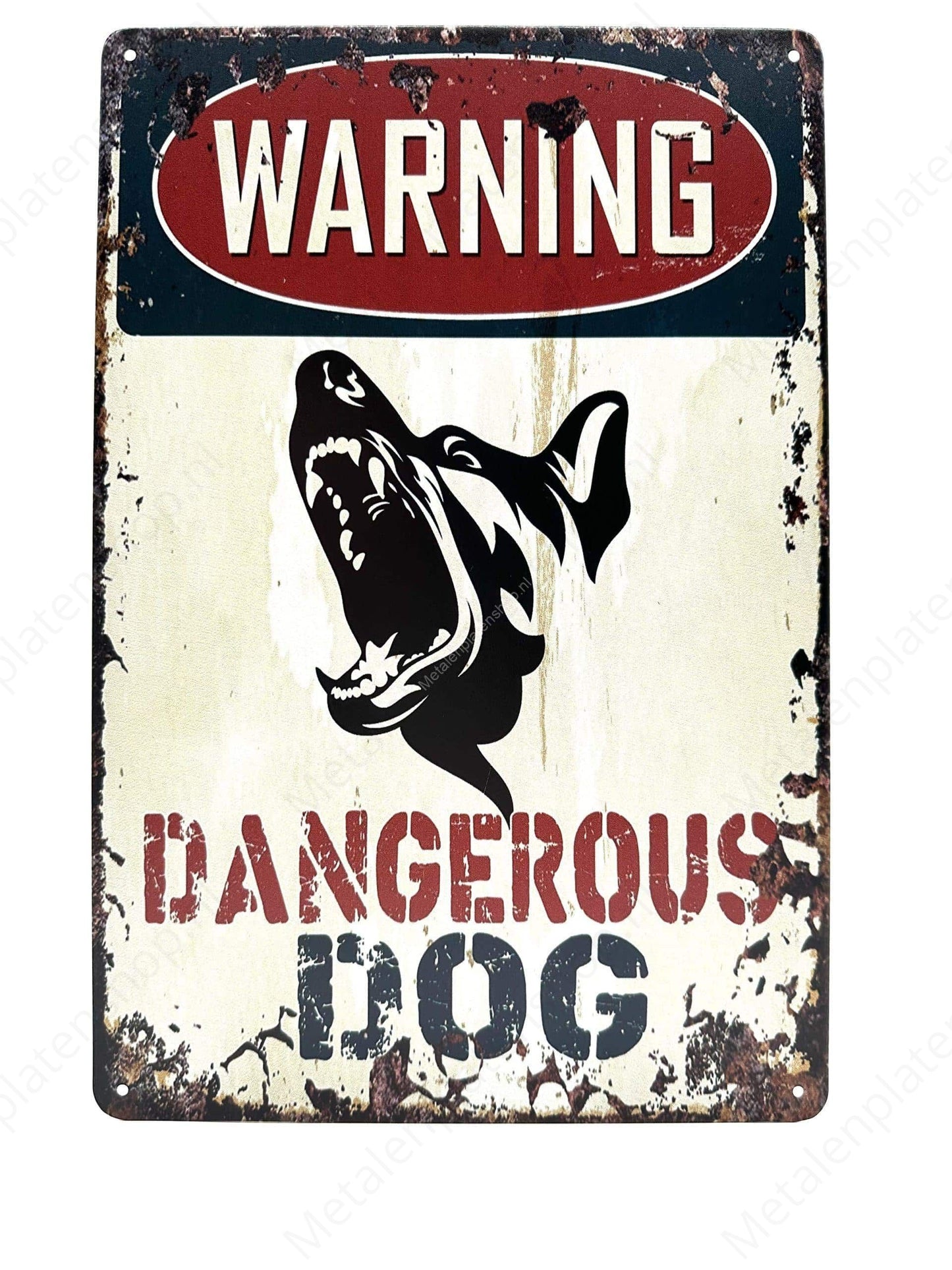 Warning - Dangerous Dog - Metal Wall Sign
