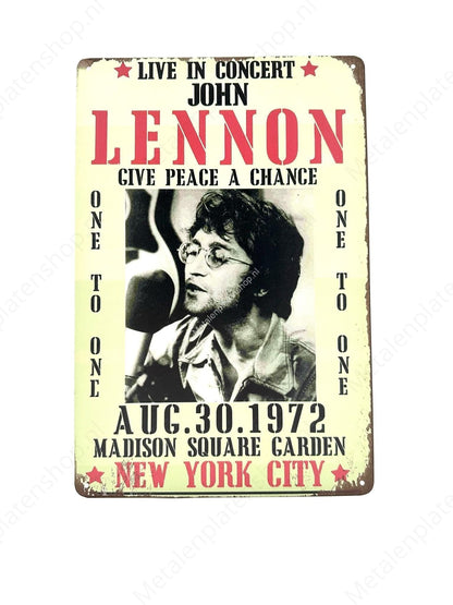 John Lennon - Give Peace A Chance - Madison Square Garden - Metal Wall Sign
