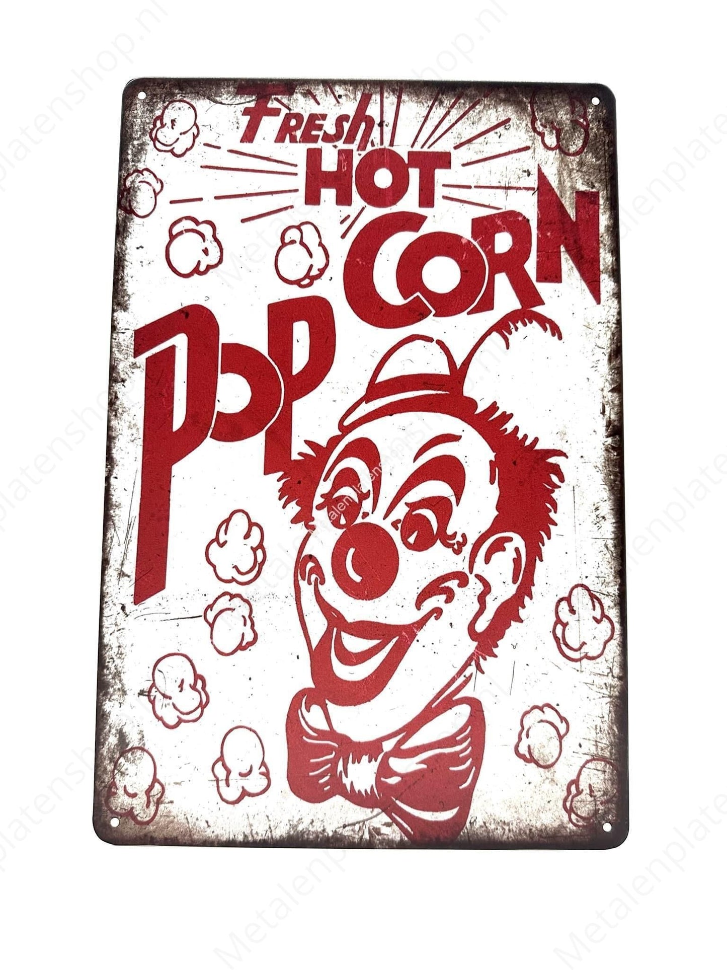 Fresh Hot Popcorn - Clown - Metal Wall Sign
