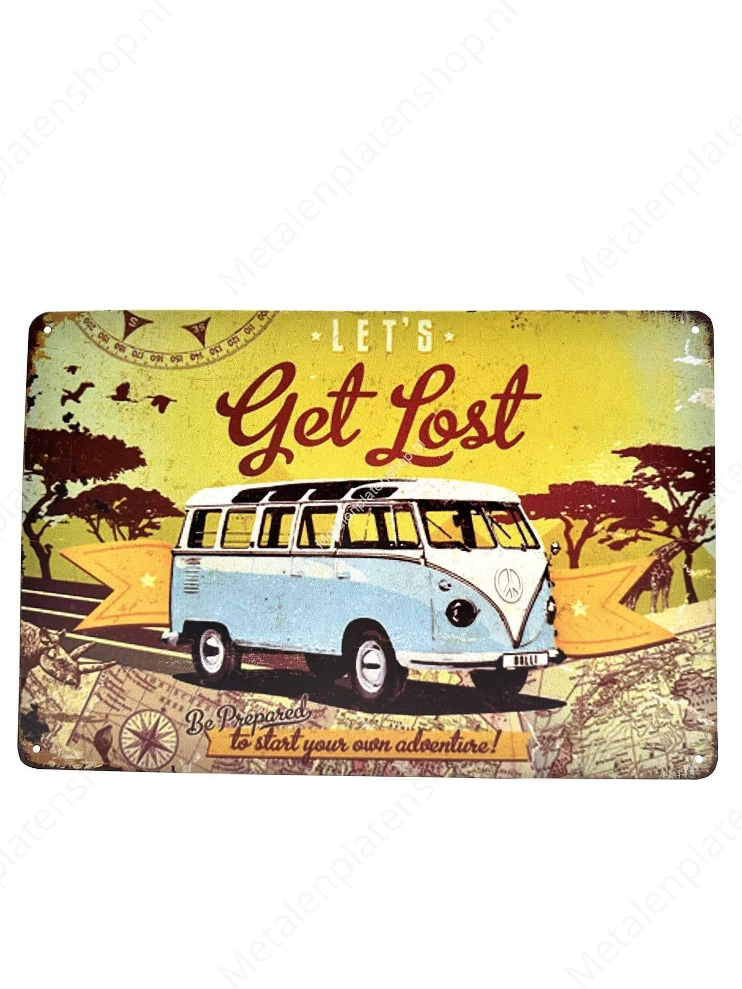 Lets Get Lost - Volkswagen Bus - Metal Wall Sign
