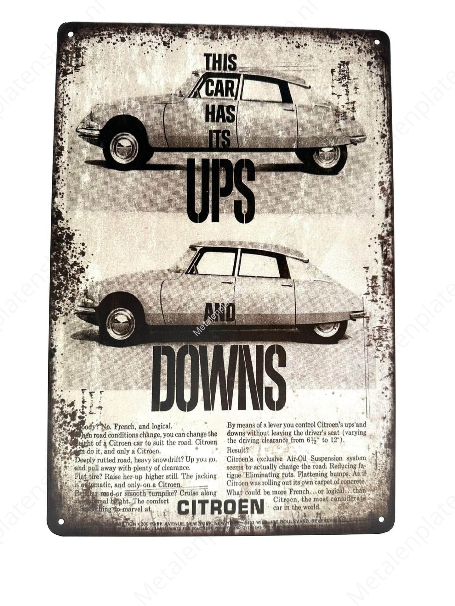 This car has its UPS and DOWNS - Citroen - Metal Wall Sign
