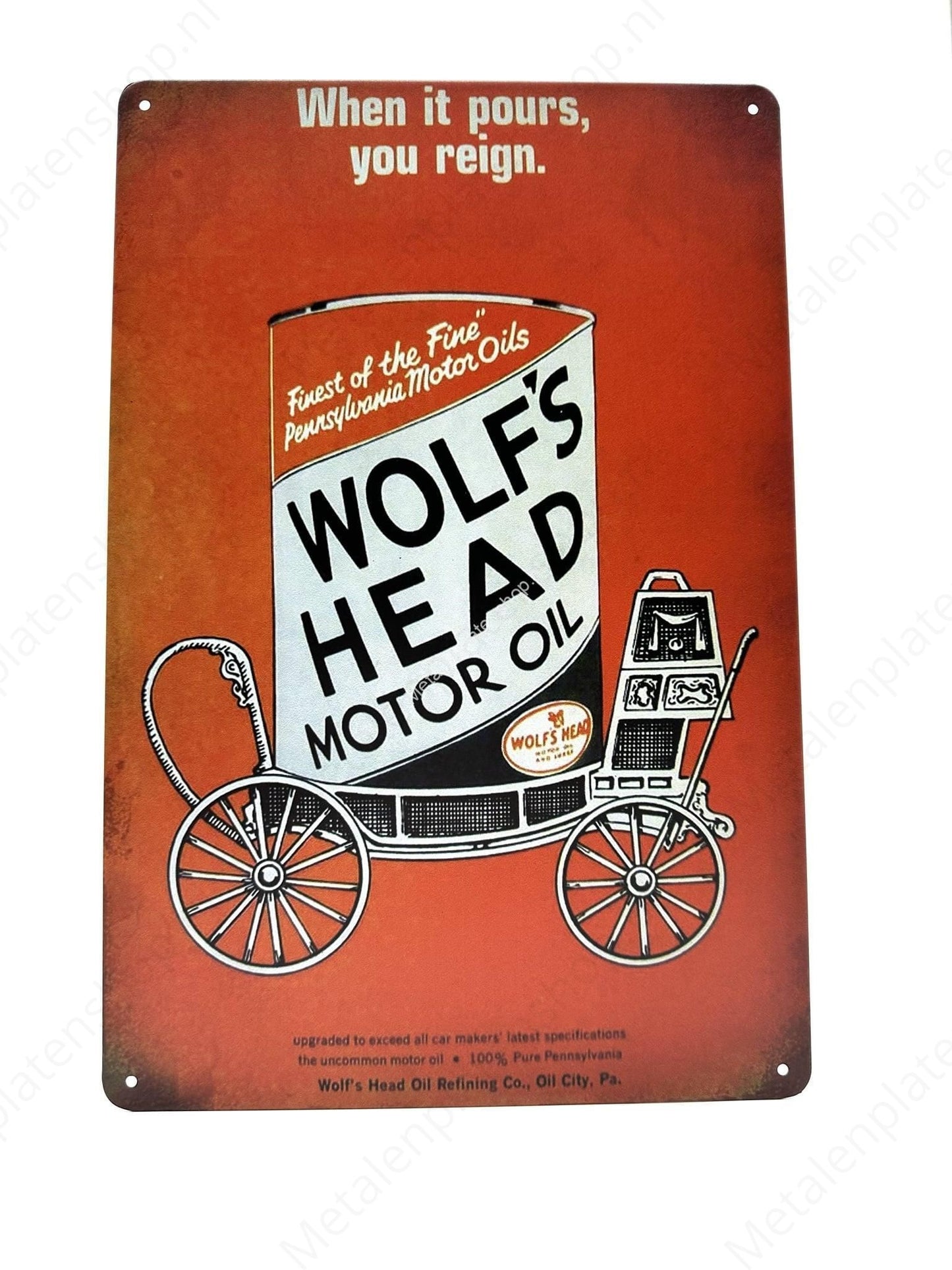 Wolf's head motor oil - Metal Wall Sign