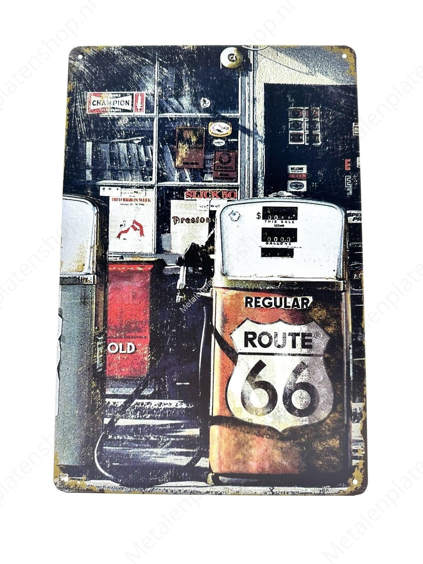 Route 66 - Regular - Gas Station - Metal Wall Sign
