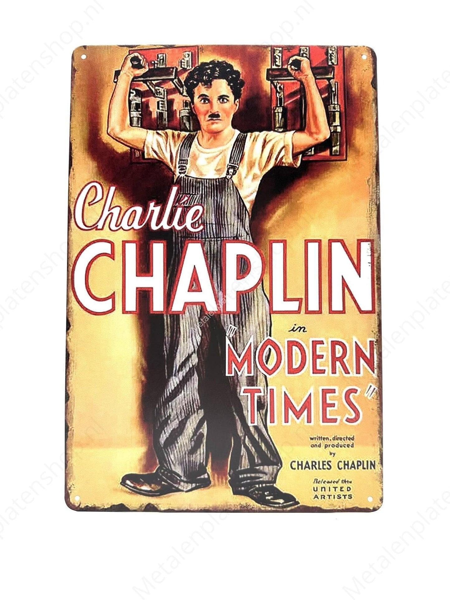 Charlie Chaplin in Modern Times - Metal Wall Sign