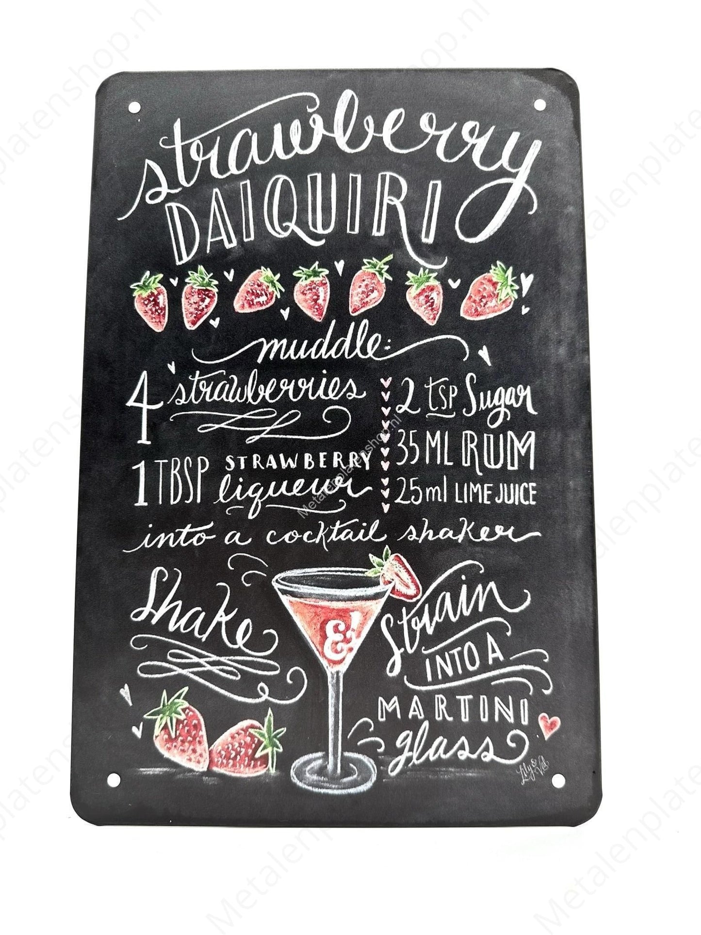 Strawberry Daiquiri - Cocktails - Metal Wall Sign
