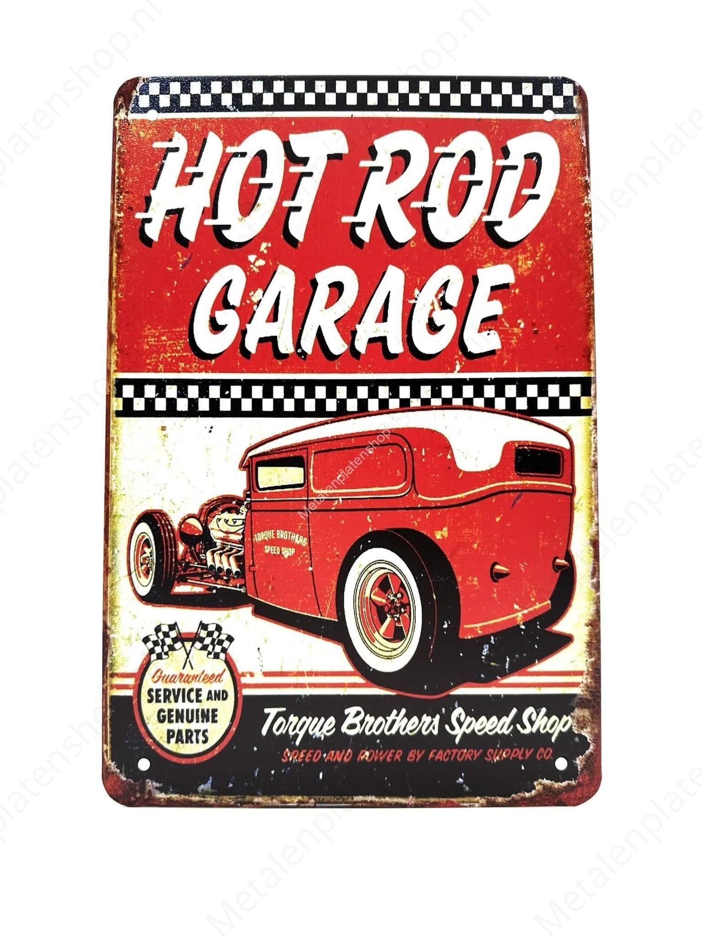 Hot Rod Garage - Service and Genuine Parts - Metal Wall Sign