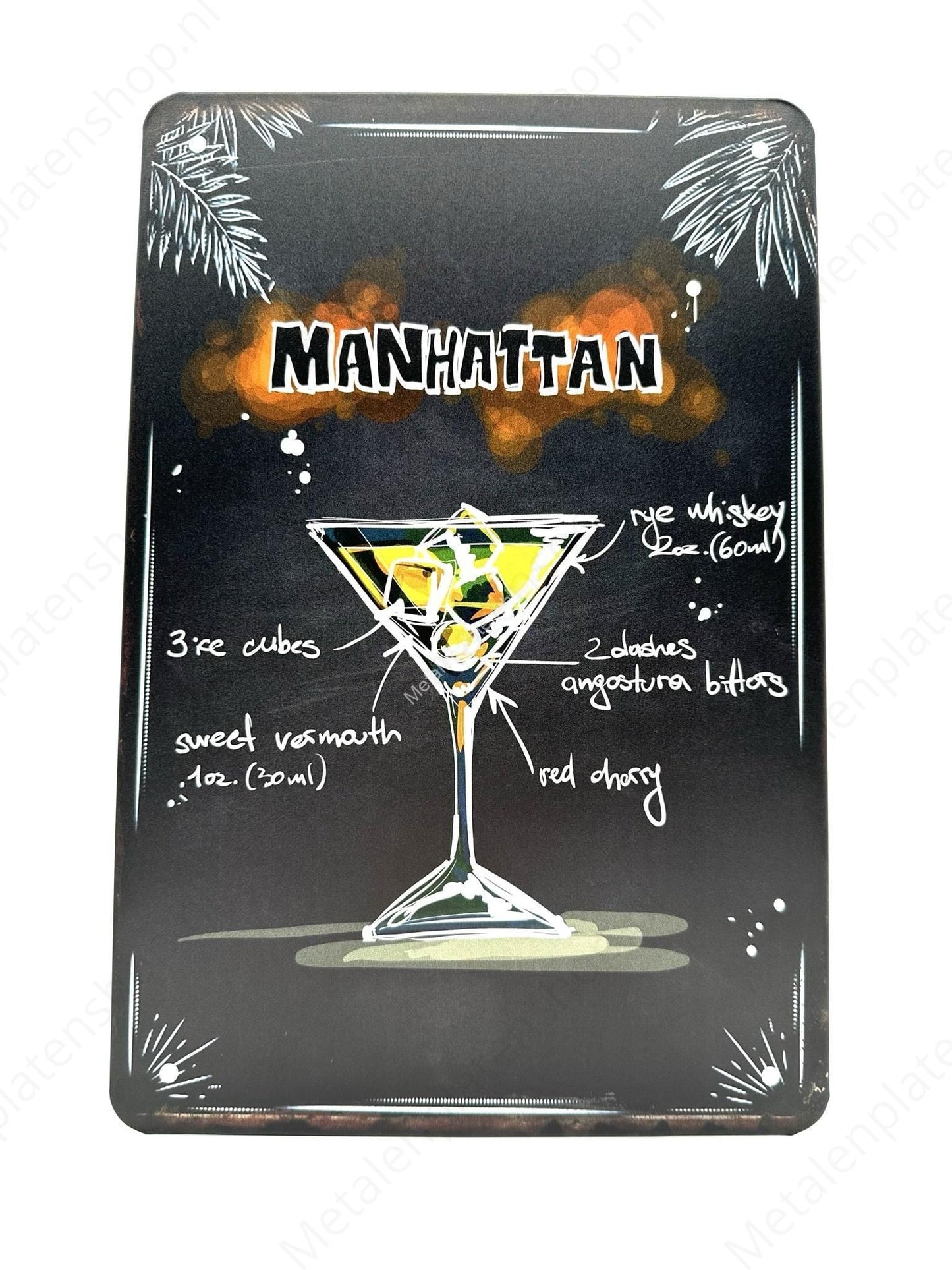 Manhattan - Cocktails - Metal Wall Sign