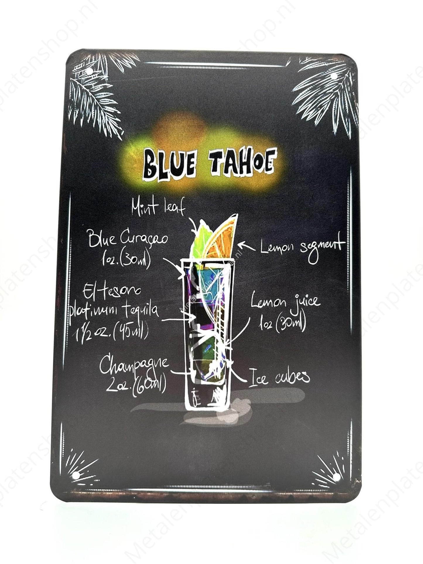 Blue Tahoe - Cocktails - Metal Wall Sign