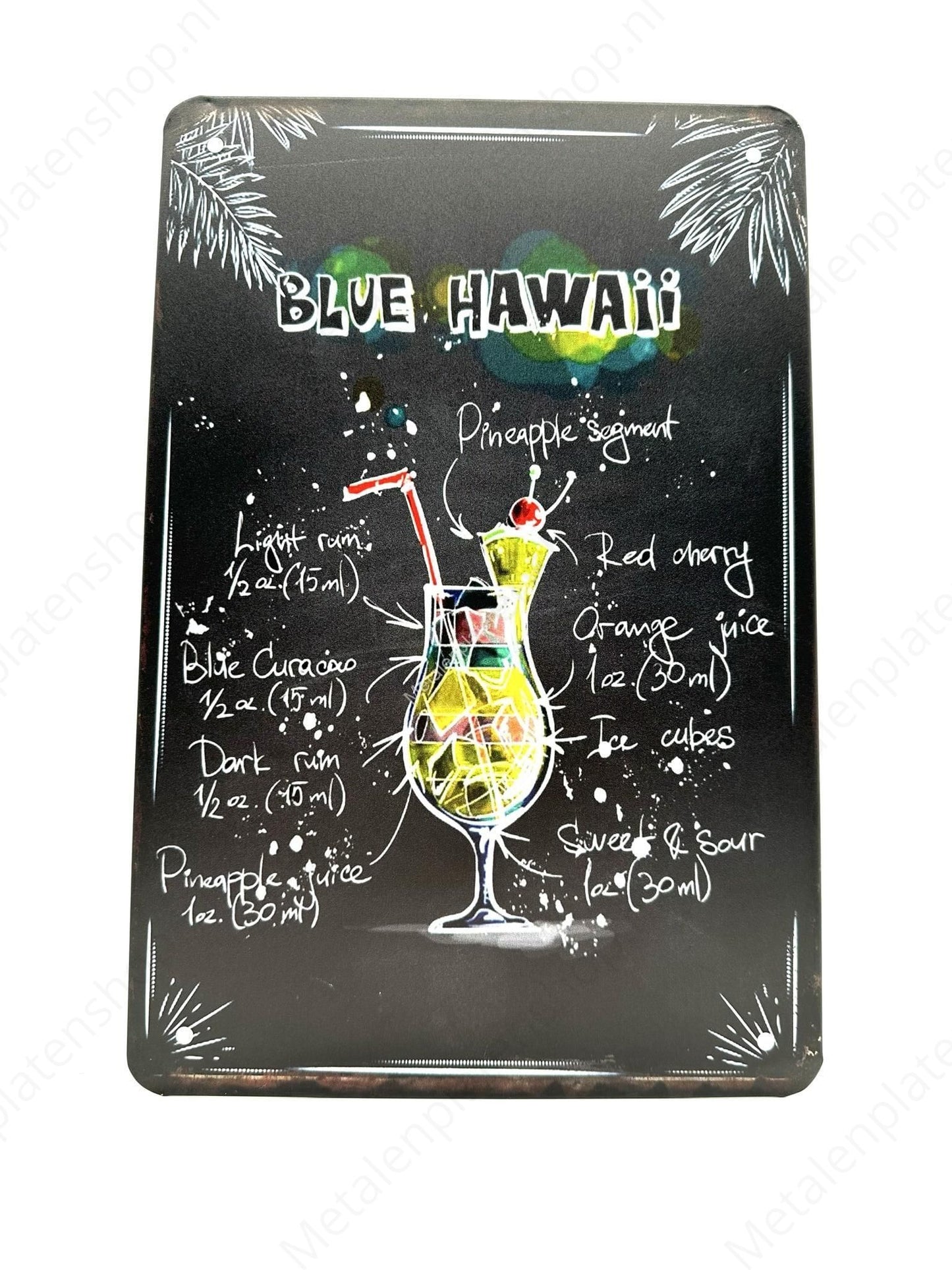 Blue Hawaii - Cocktails - Metal Wall Sign