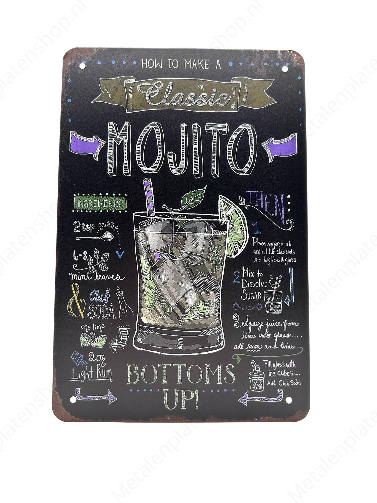 How to make a classic Mojito - Cocktails - Metal Wall Sign