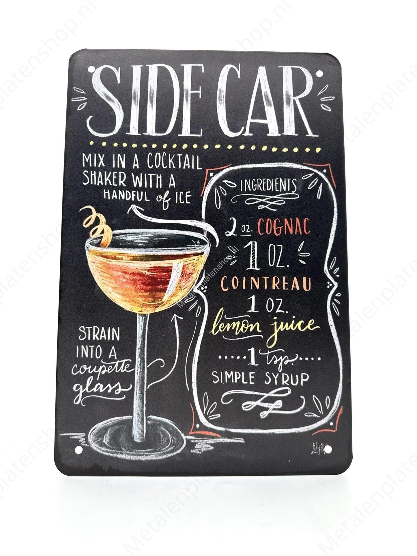 Side Car - Cocktails - Metal Wall Sign