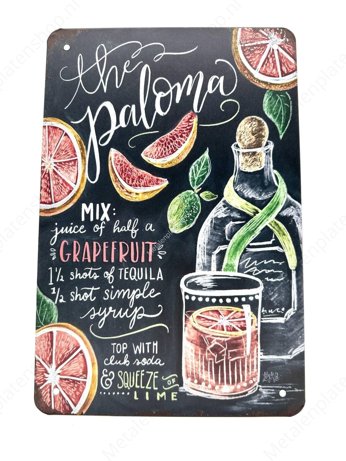 The Paloma - Cocktails - Metal Wall Sign