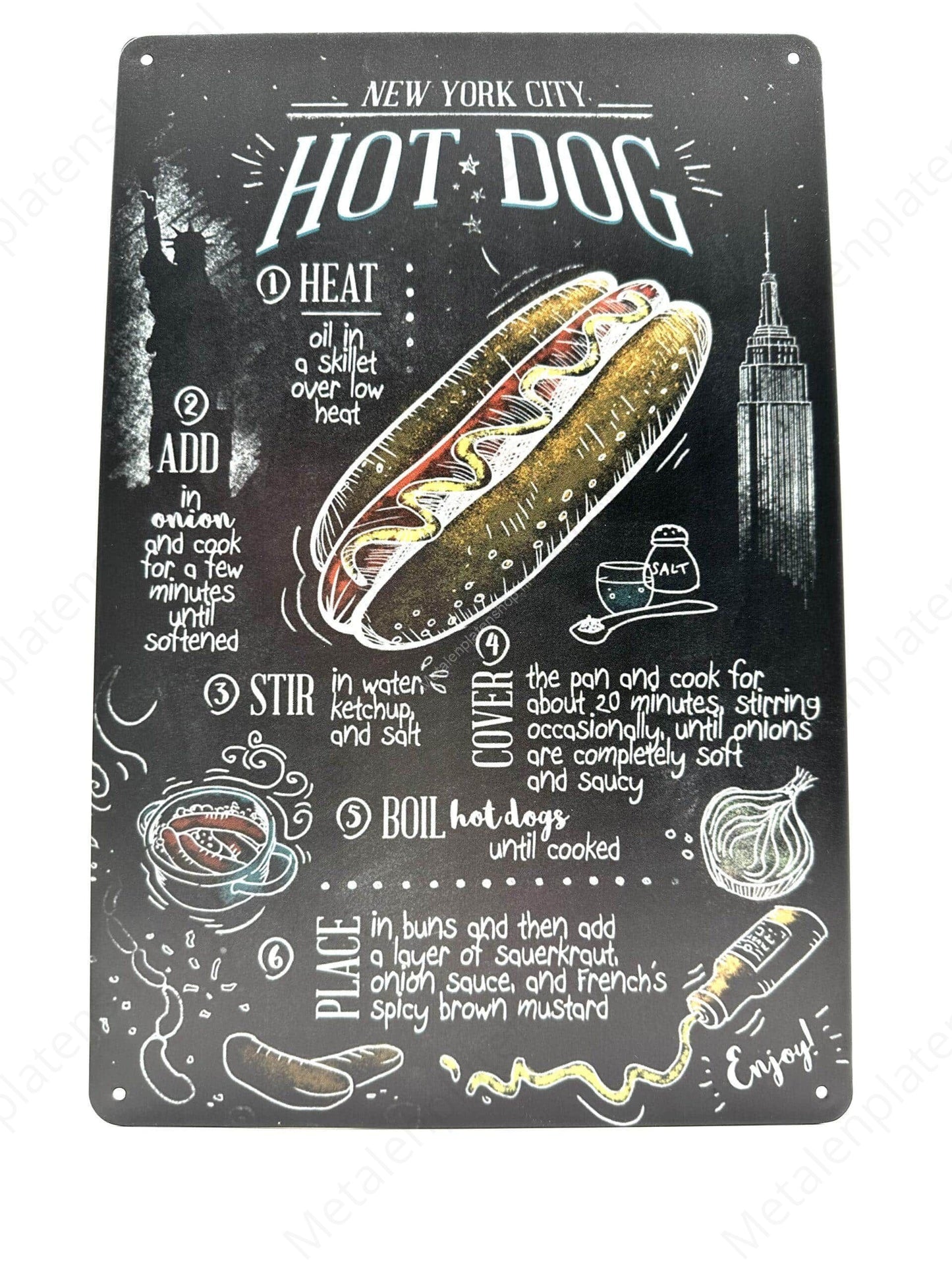 New York City - Hot Dog - Metal Wall Sign