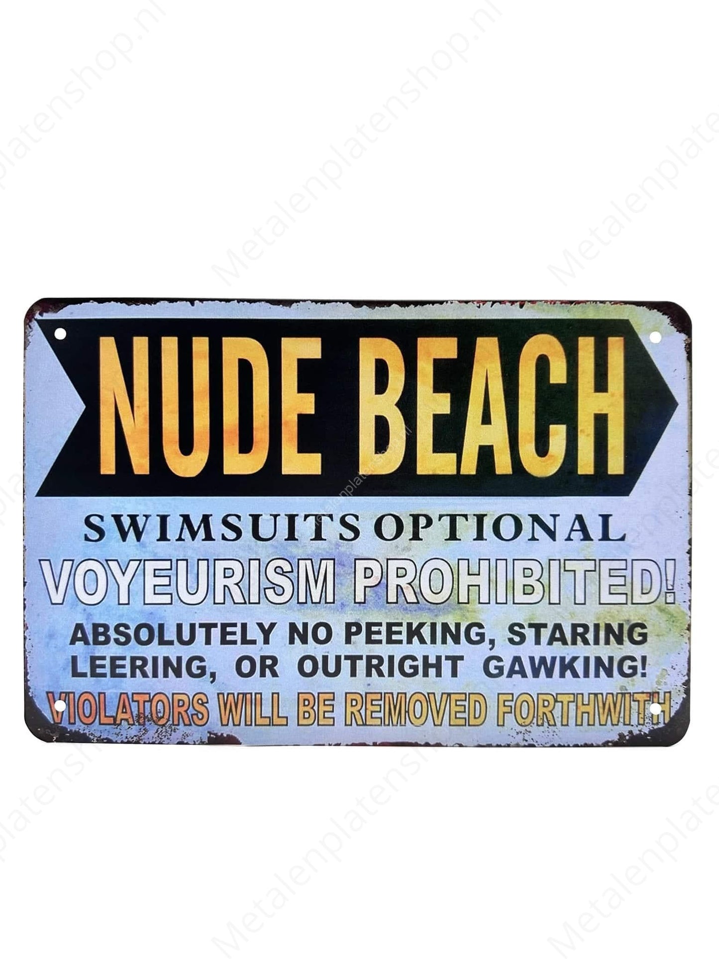 Nude Beach - Metal Wall Sign