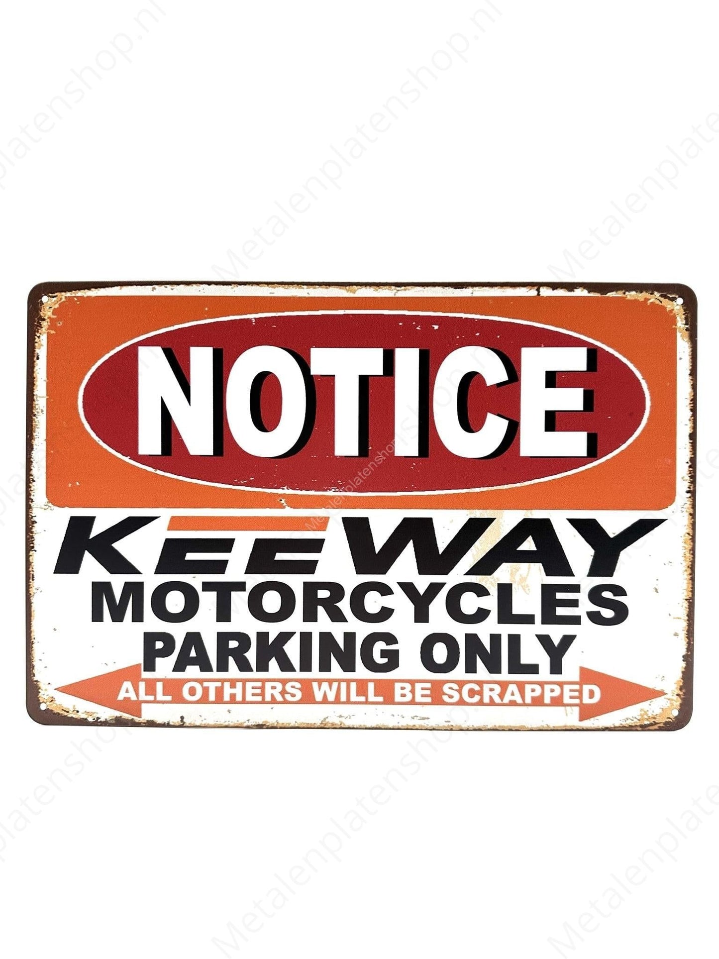 Notice - Keeway Motorcycles - Parking Only - Metal Wall Sign