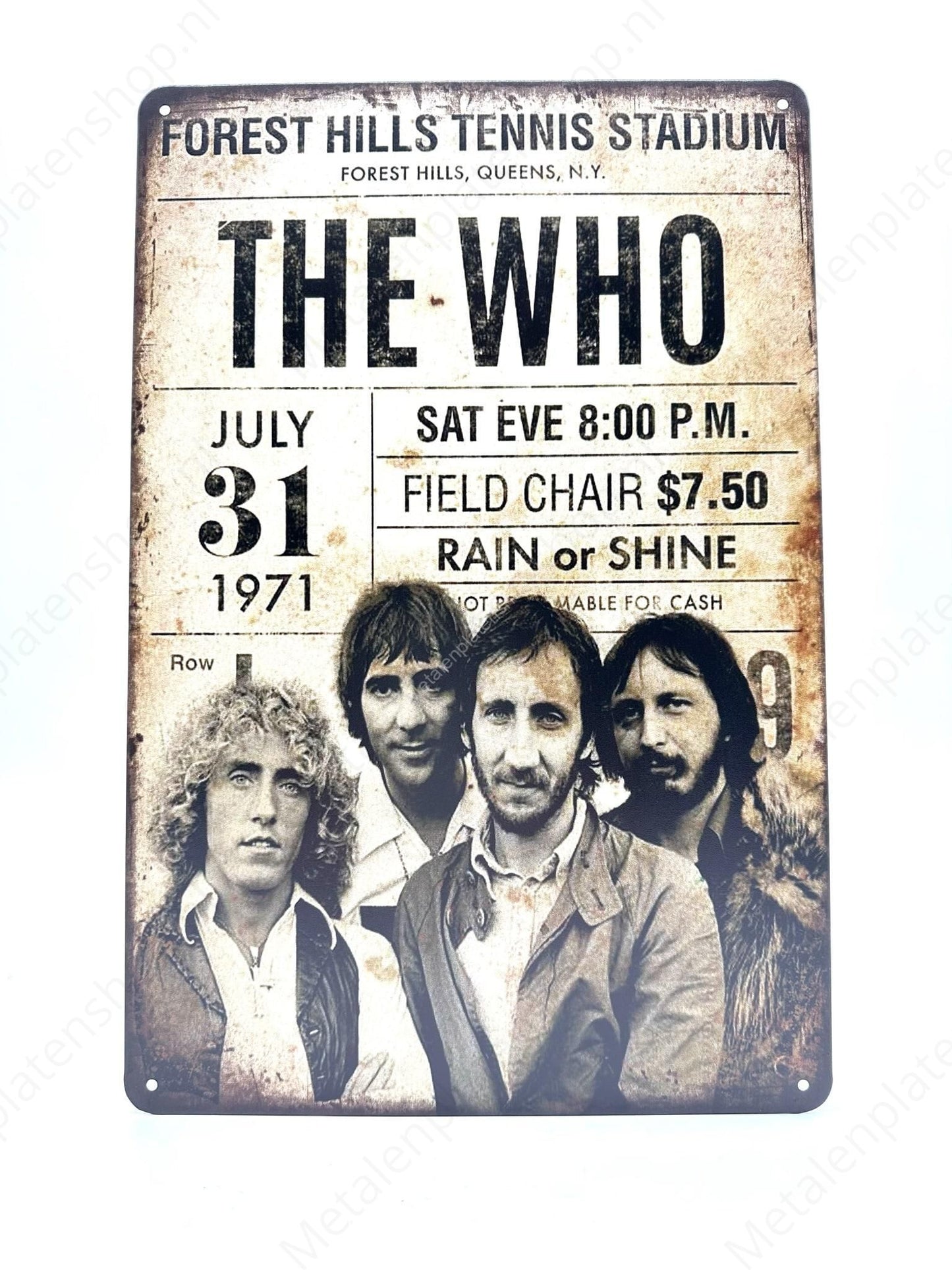 The Who - Forest Hills Tennis Stadium 1971 - Metal Wall Sign