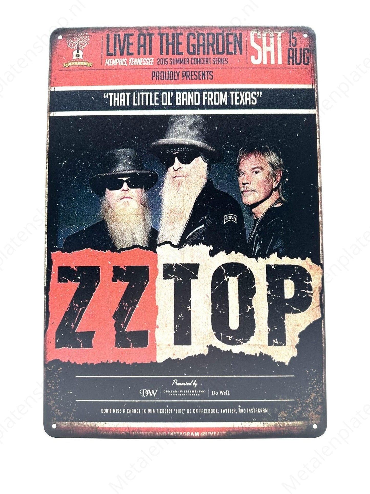 ZZ TOP - Leave at the garden - Metal Wall Sign