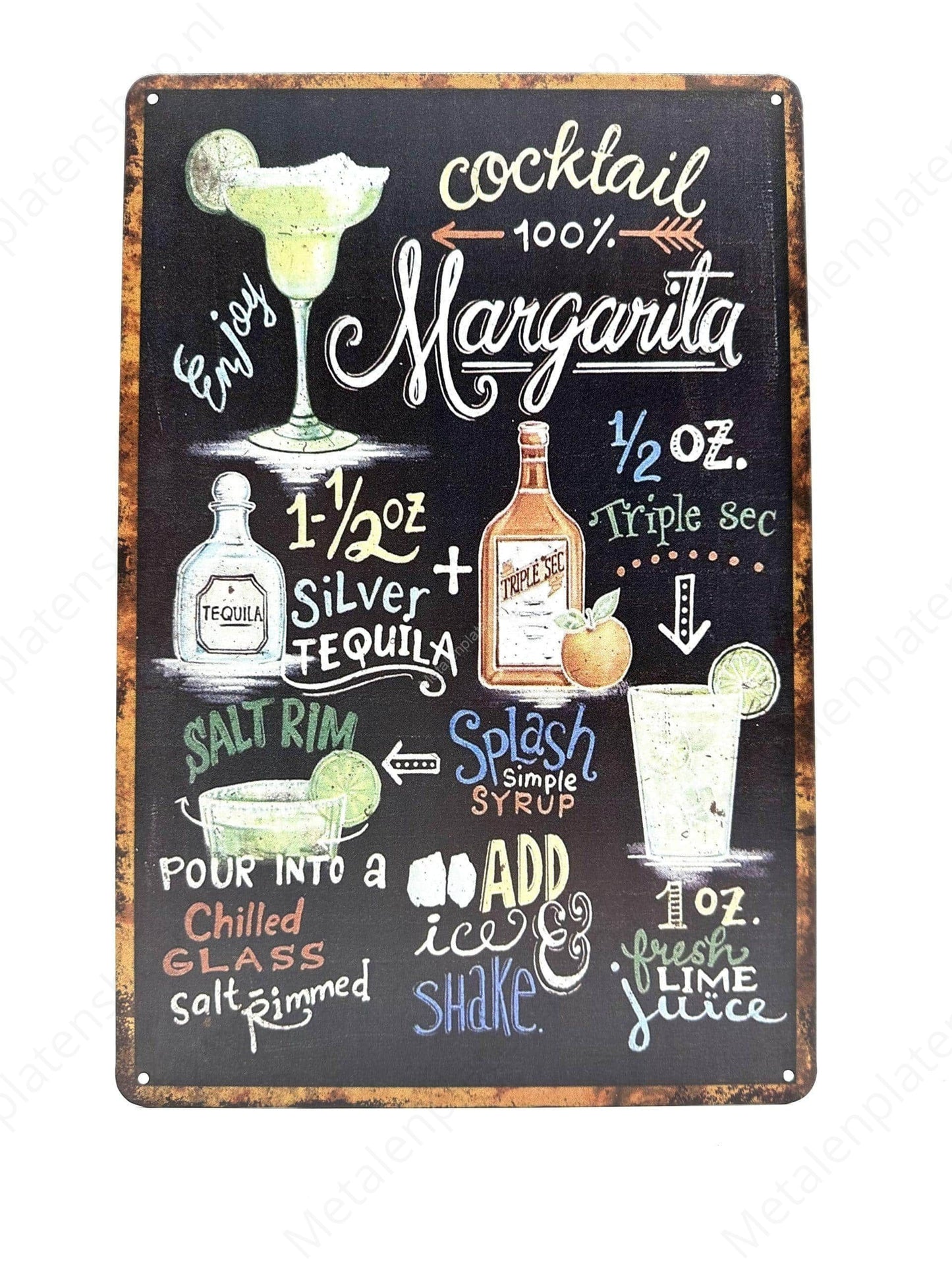 Kreidetafel - Cocktail - 100% Margarita