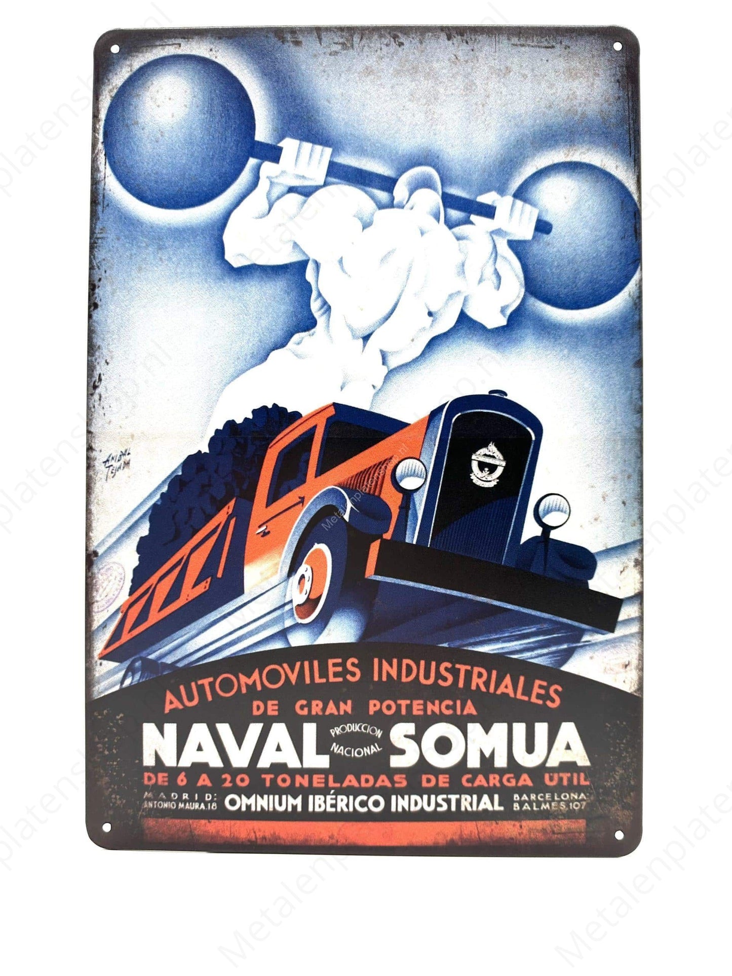 Automoviles Industriales - Naval Somua - Metal Wall Sign