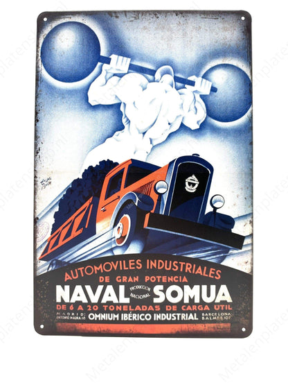Automoviles Industriales - Naval Somua - Metal Wall Sign