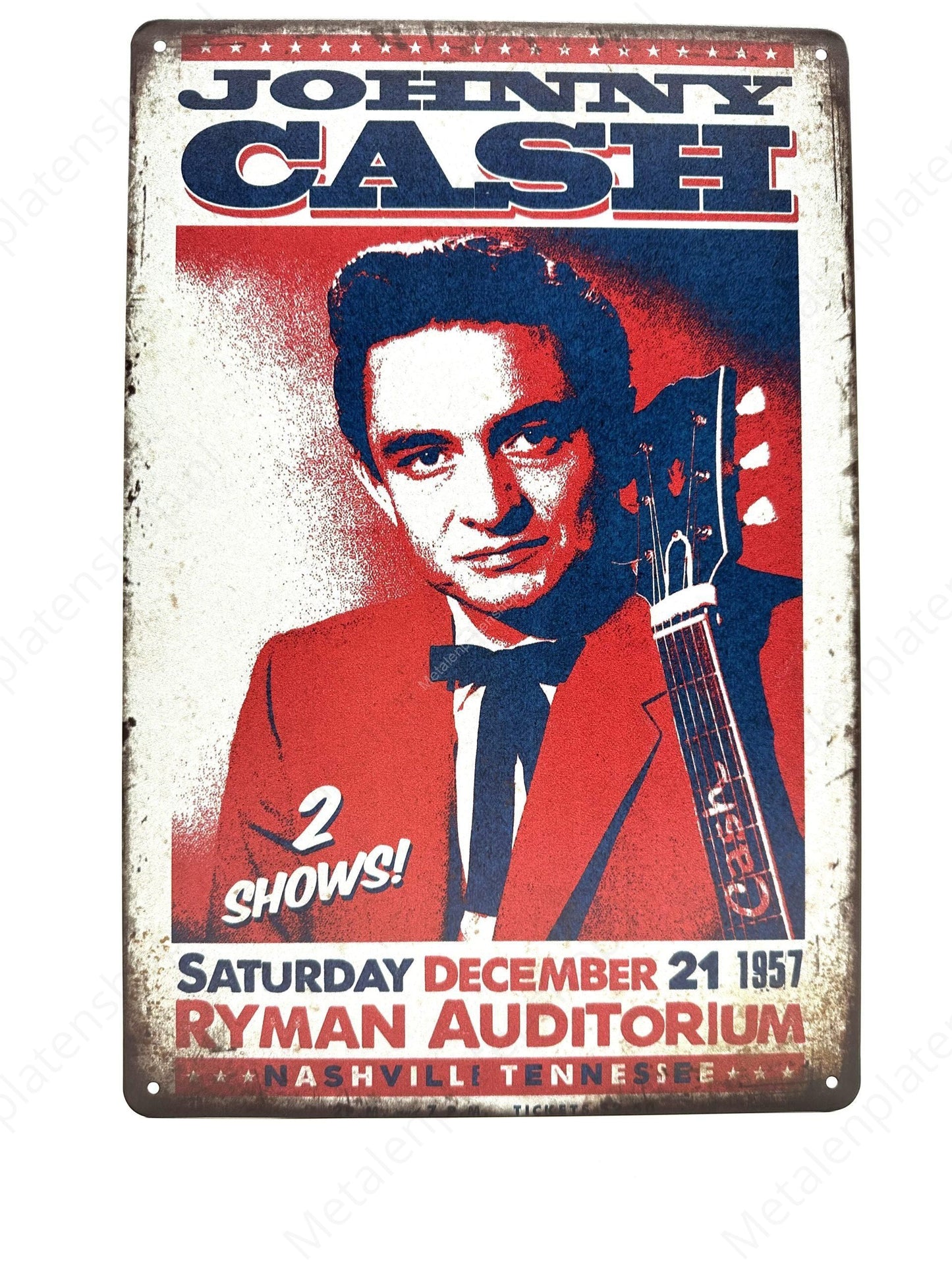 Johnny Cash - 2 Shows - Metal Wall Sign