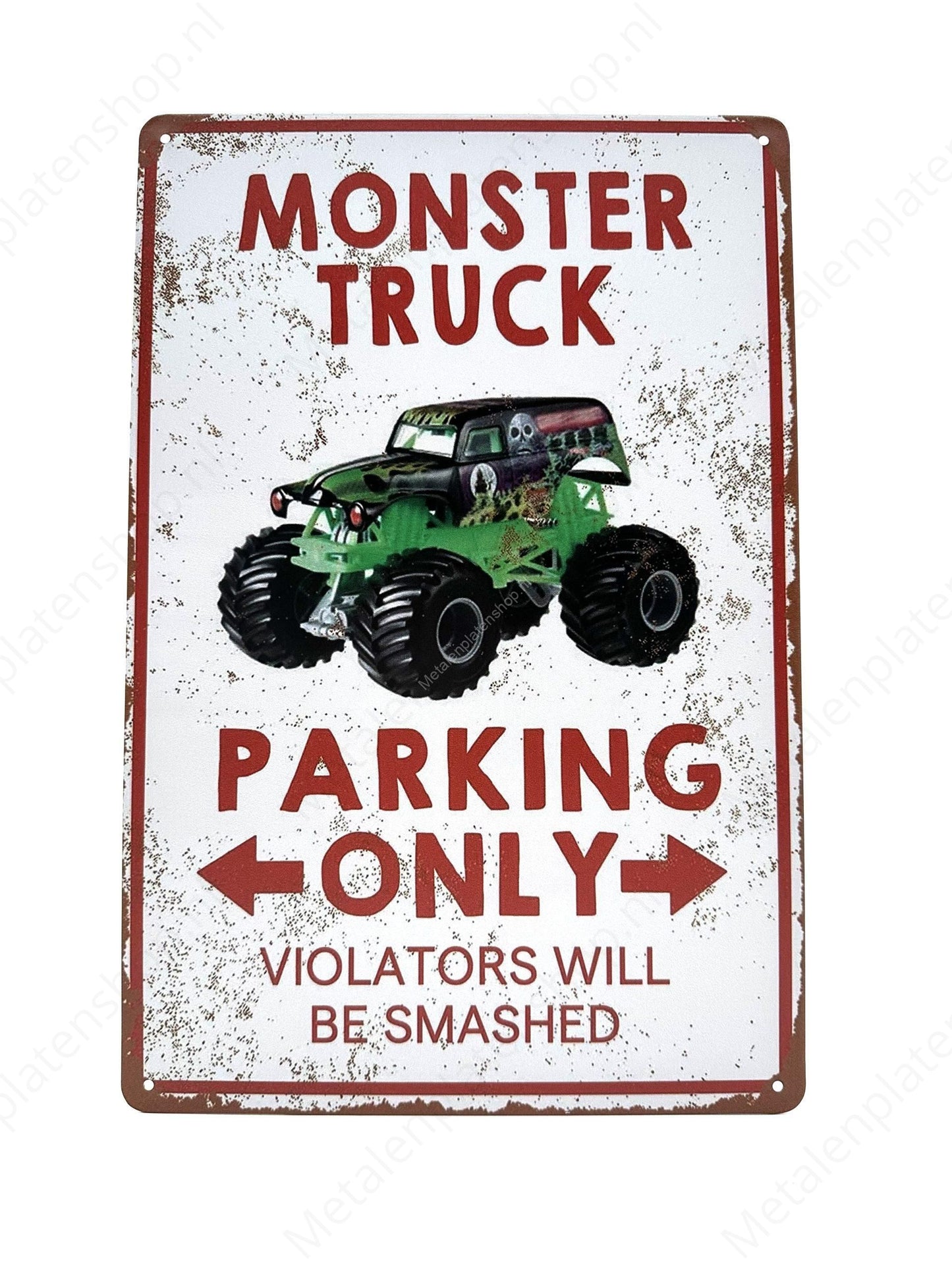 Metal Wall Sign - Monster Truck - Parking Only - Metal Wall Sign