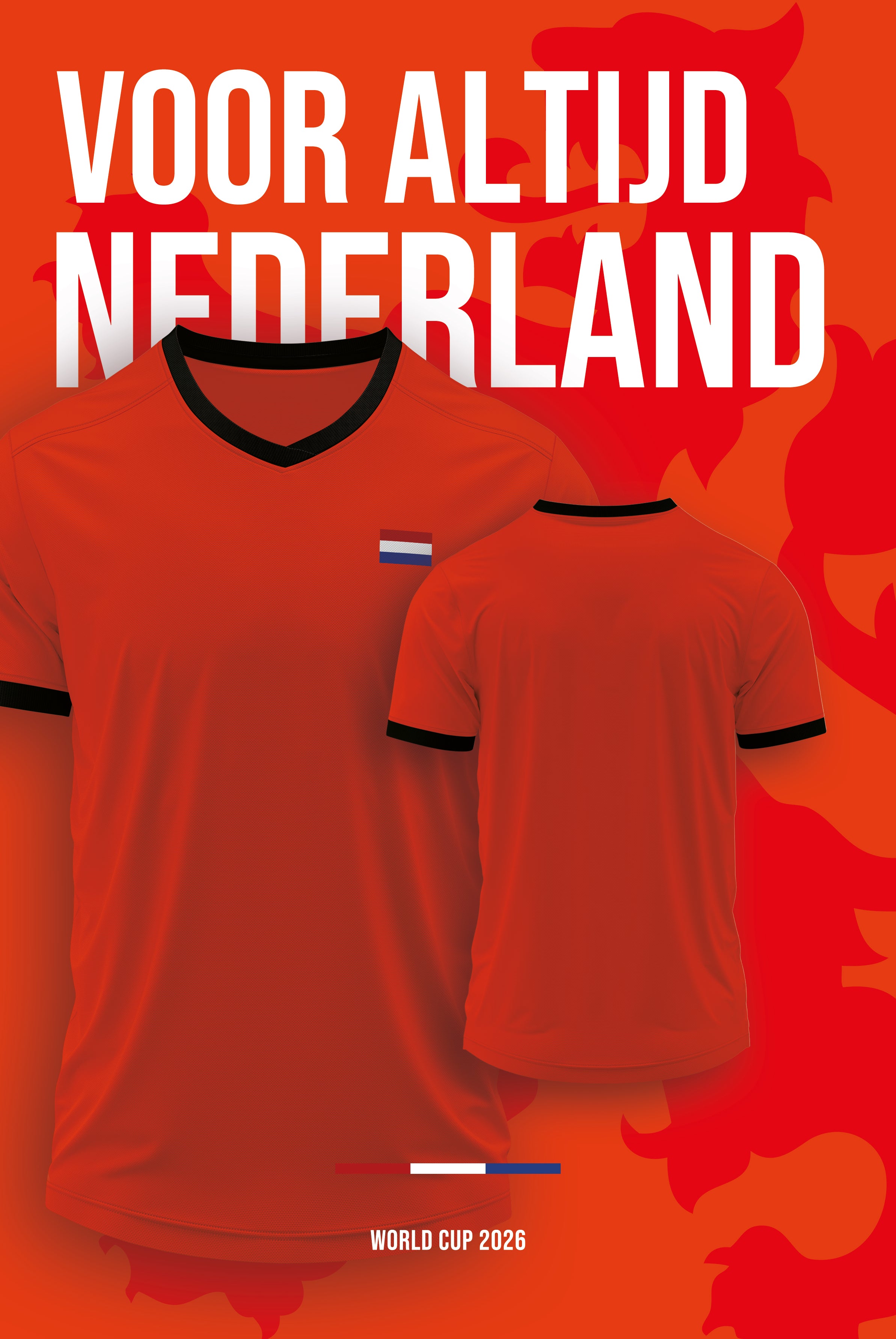 Voetbaltenue Oranje met eigen naam en rugnummer