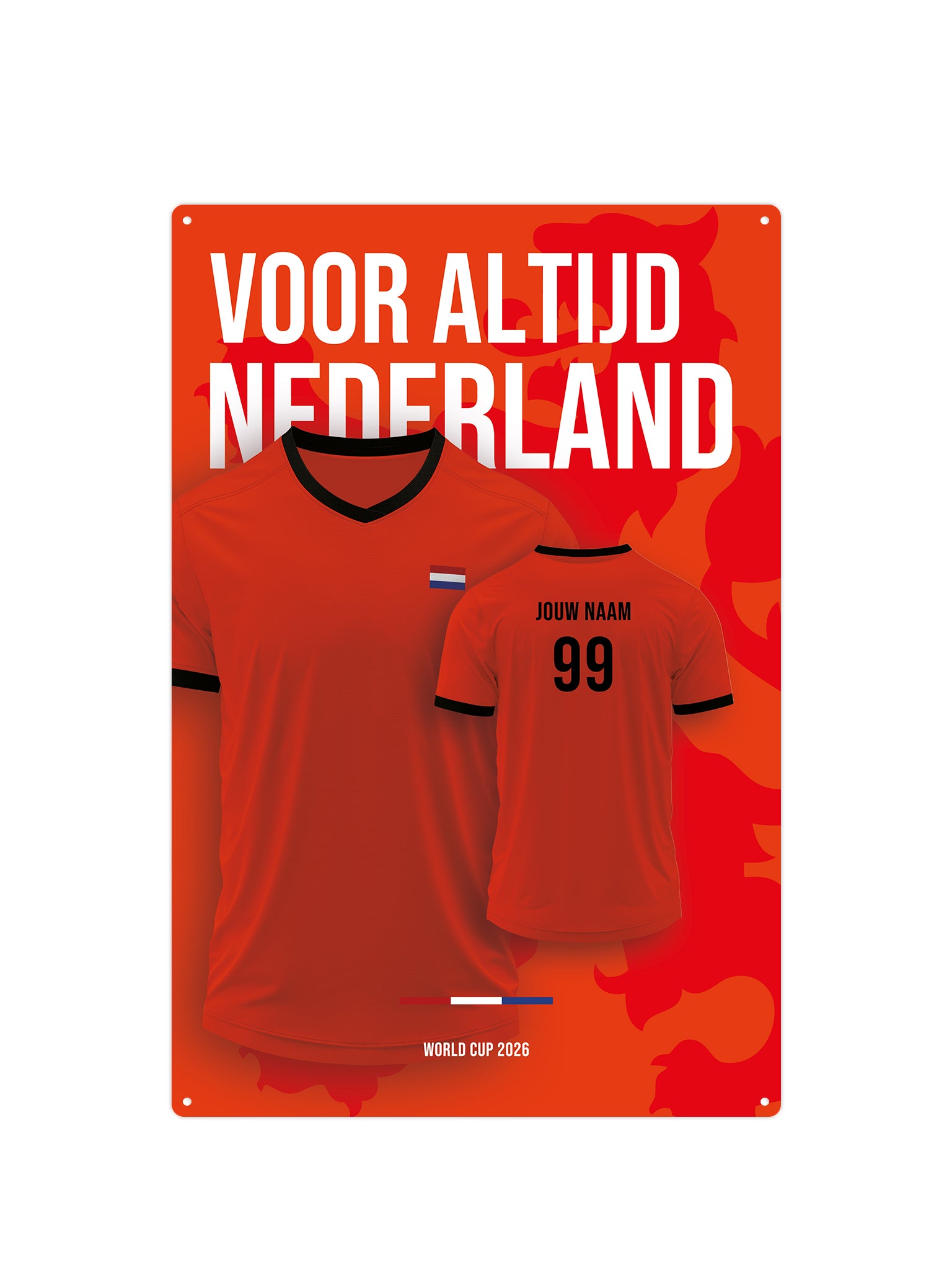 Voetbaltenue Oranje met eigen naam en rugnummer