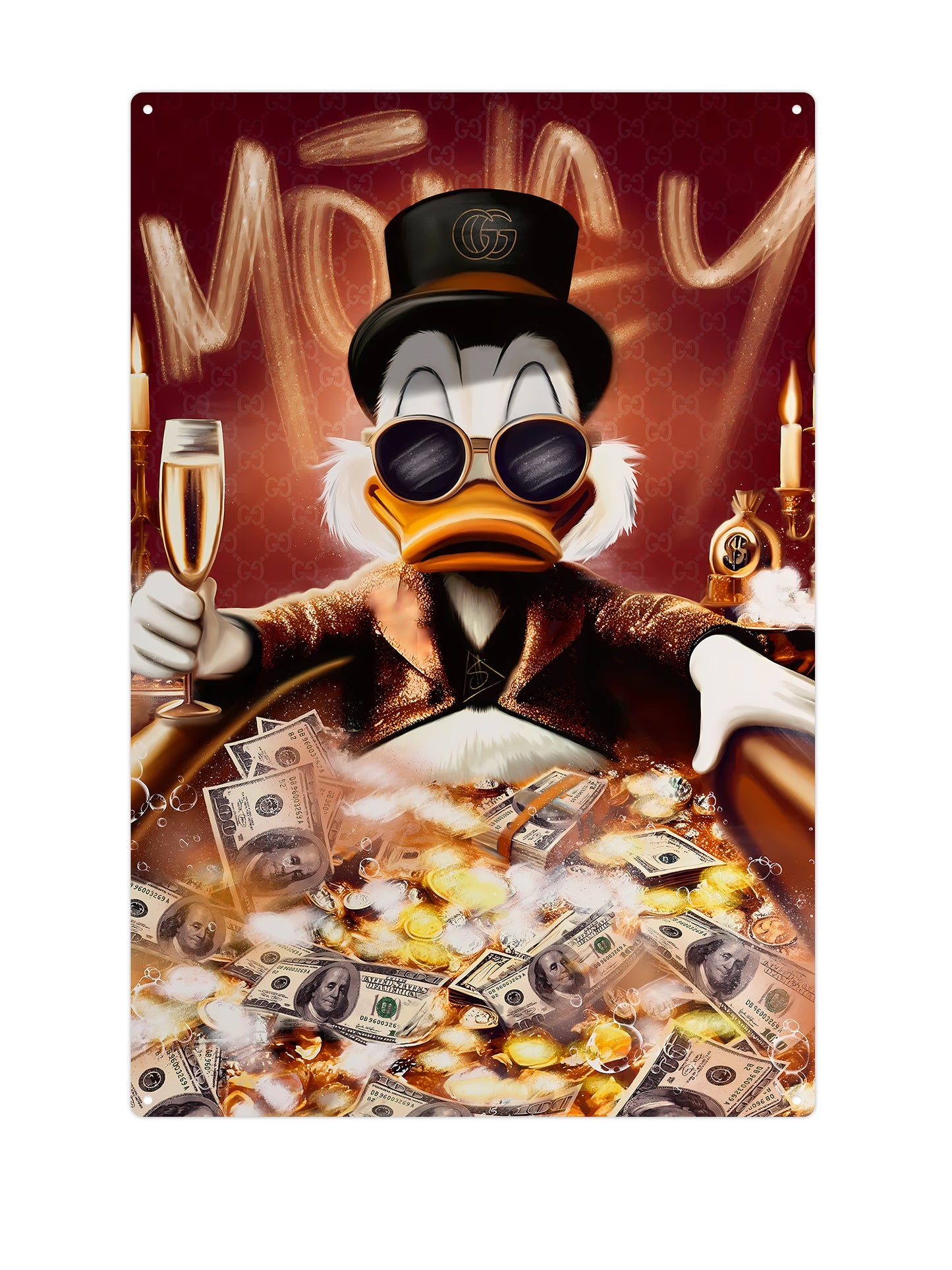 Dagobert Duck met geld in bad - Art