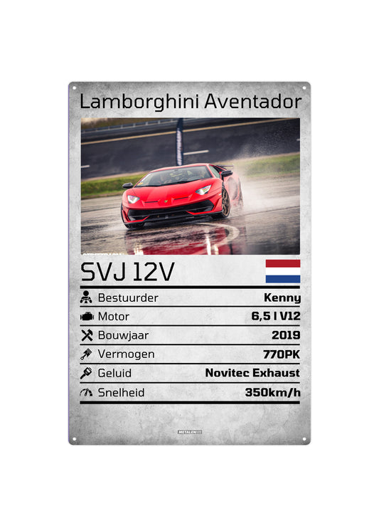 Eigen voertuig informatie & foto - Metalen wandbord