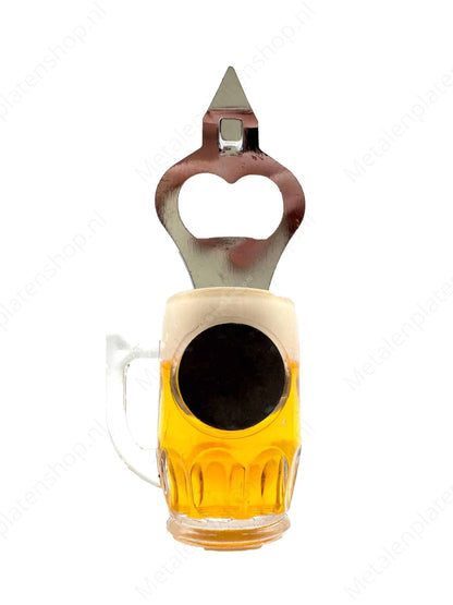 Bier of fles opener met magneet - Bierglas - 12cm