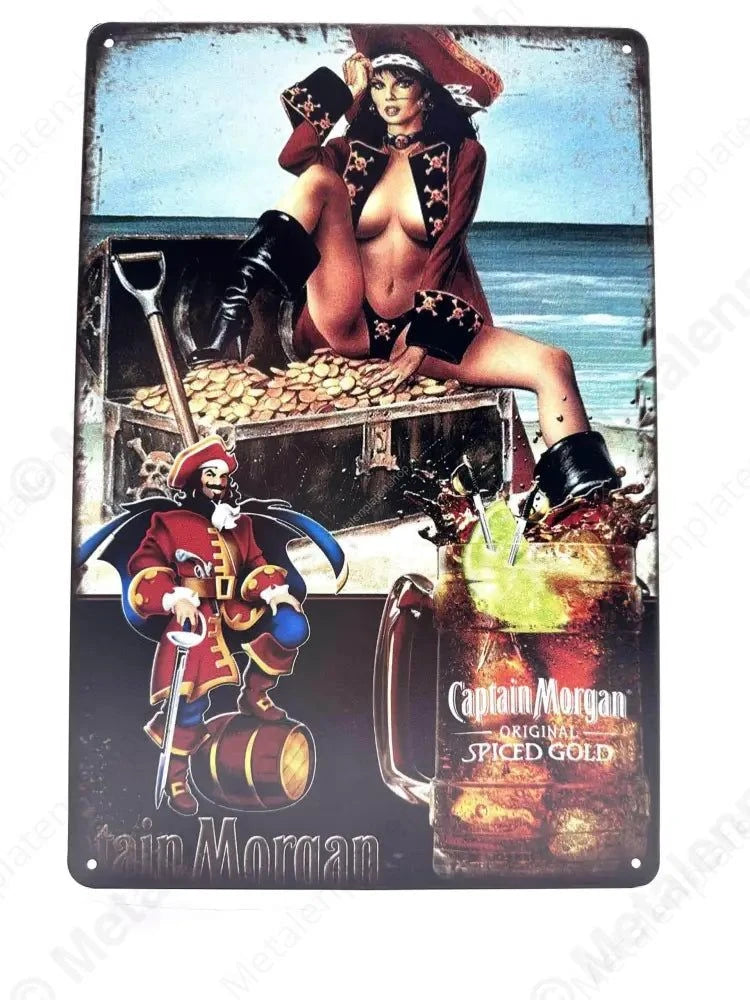 Captain Morgan Spiced Gold - Metalen Wandbord Metaalbord