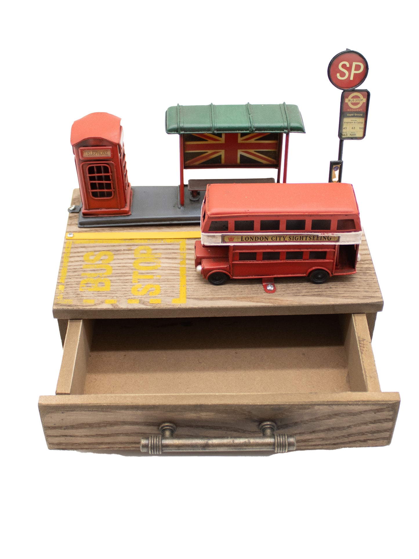Aufbewahrungsbox mit Schublade - Englischer Bus - 23x16,5cm