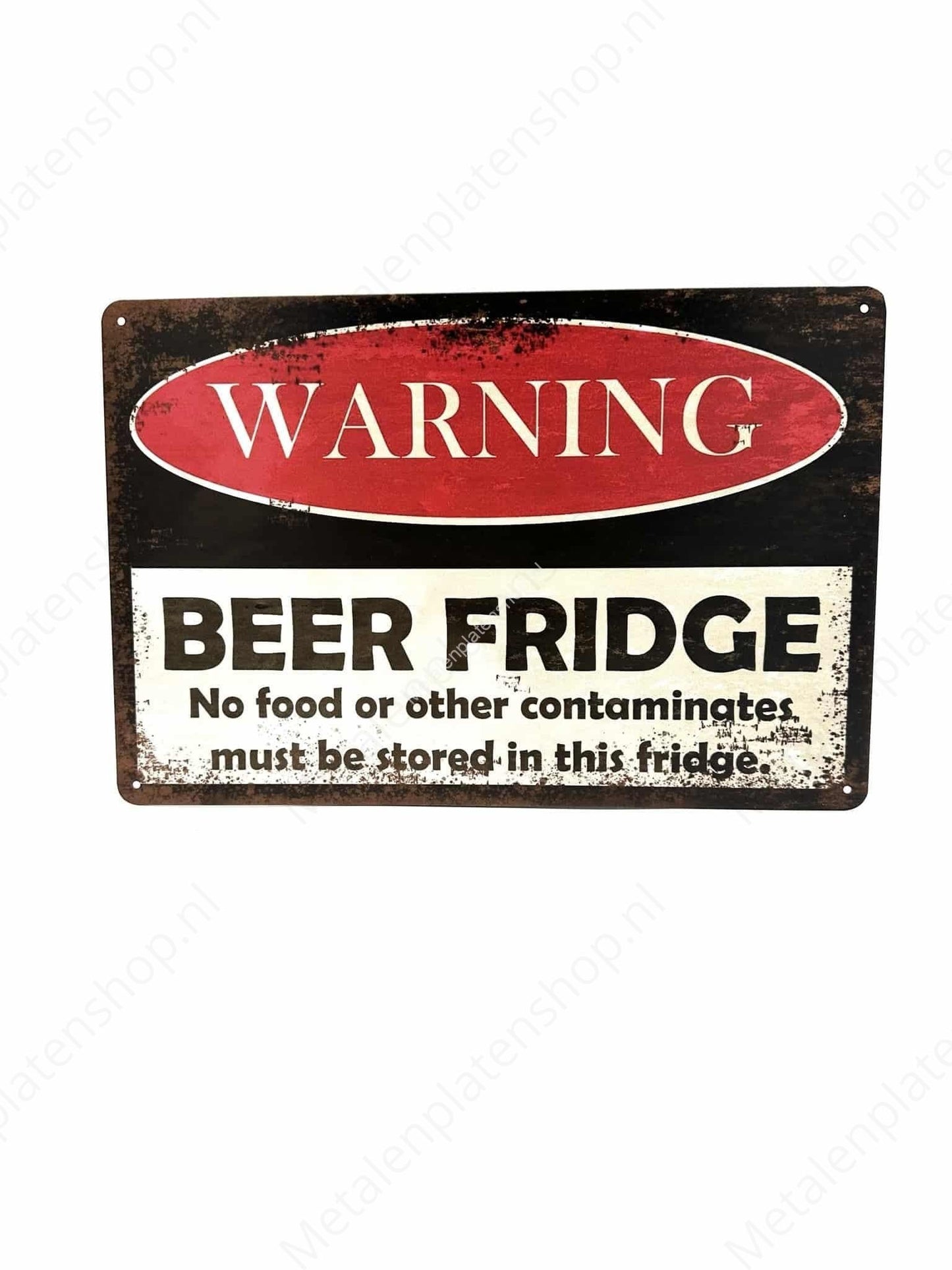 Warning Beer Fridge - Metal Wall Sign