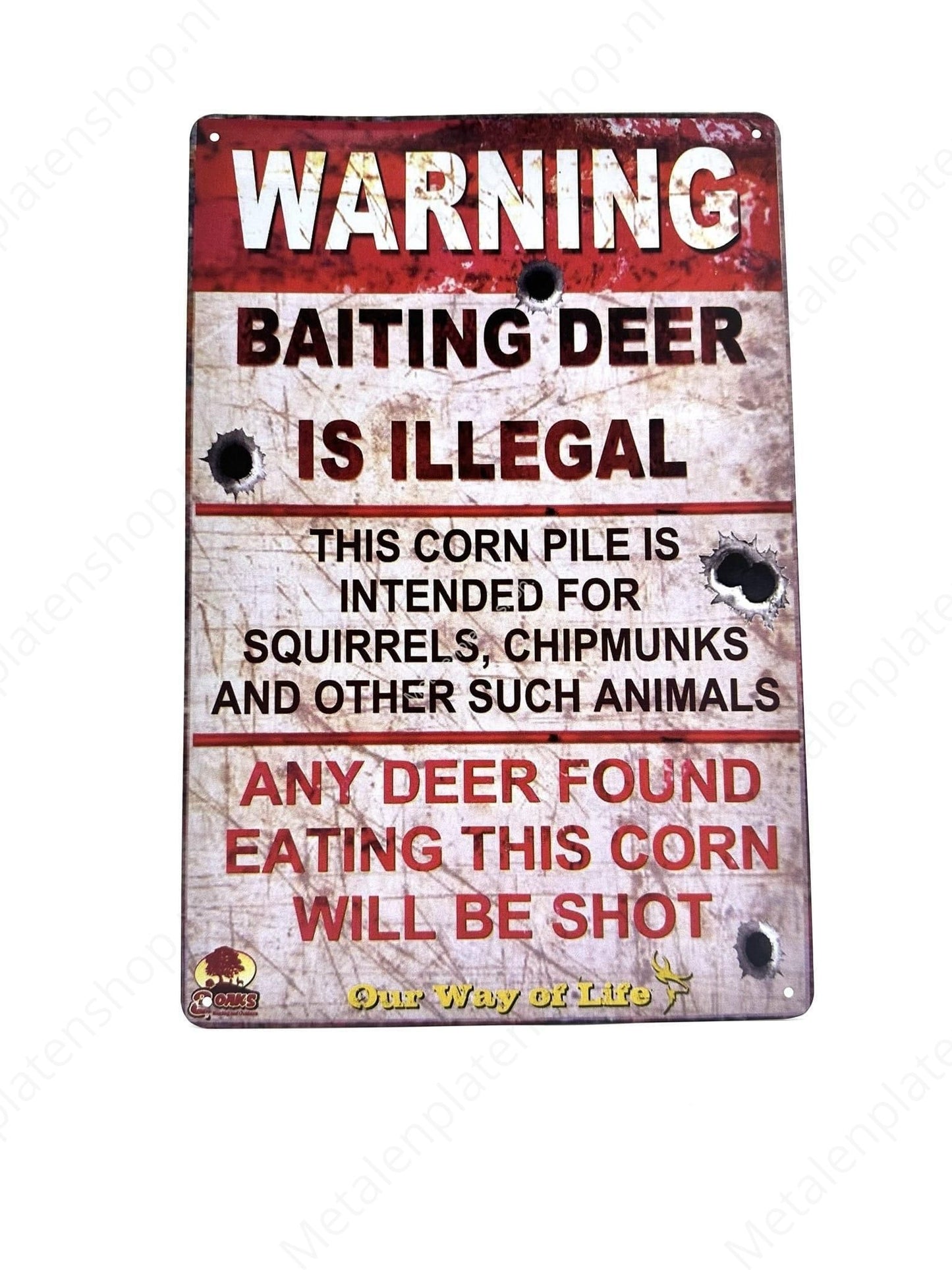 Warning: Baiting Deer is Illegal - Metal Wall Sign