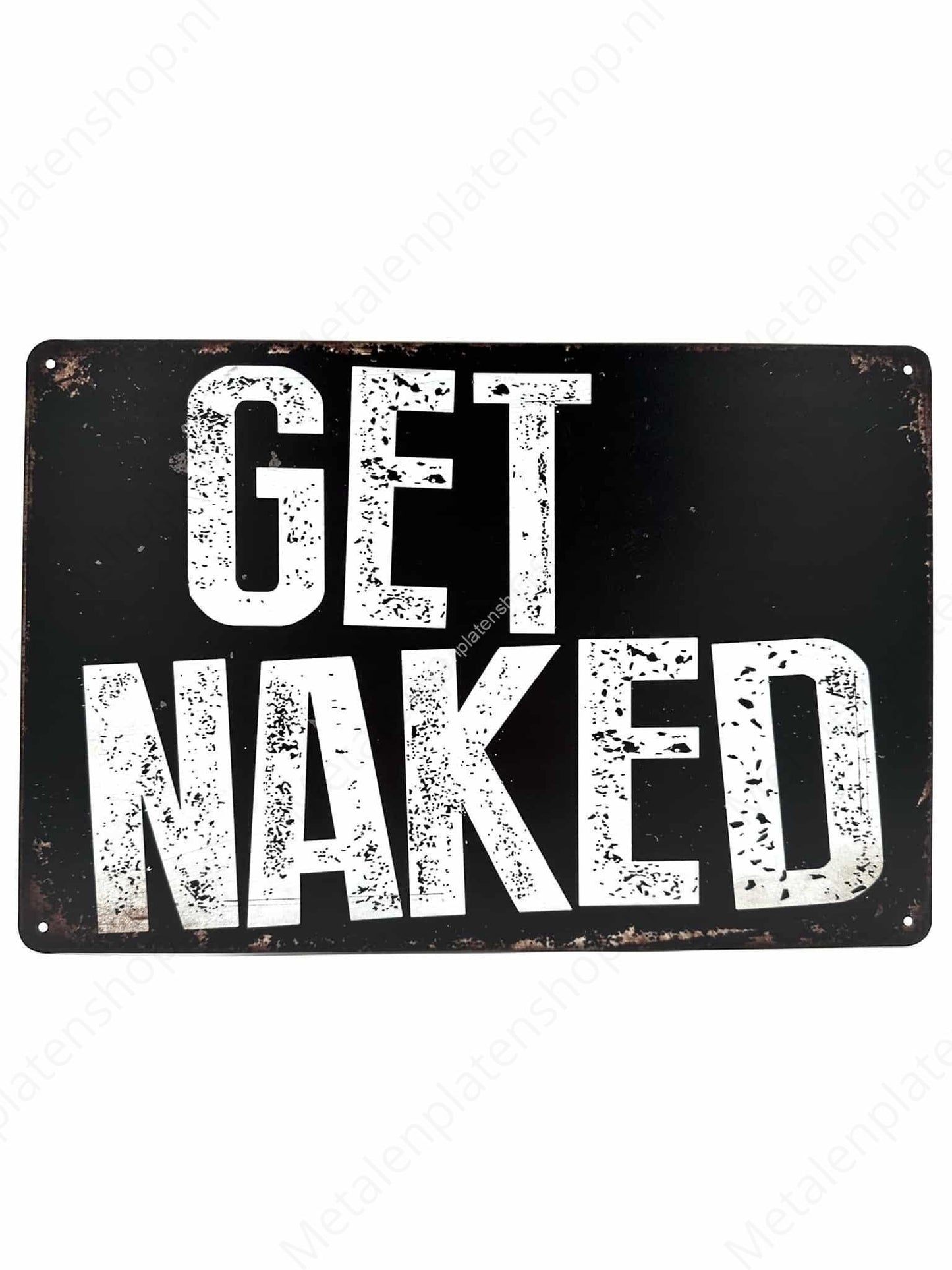 Metalen Wandbord 'Get Naked!' 30x20cm