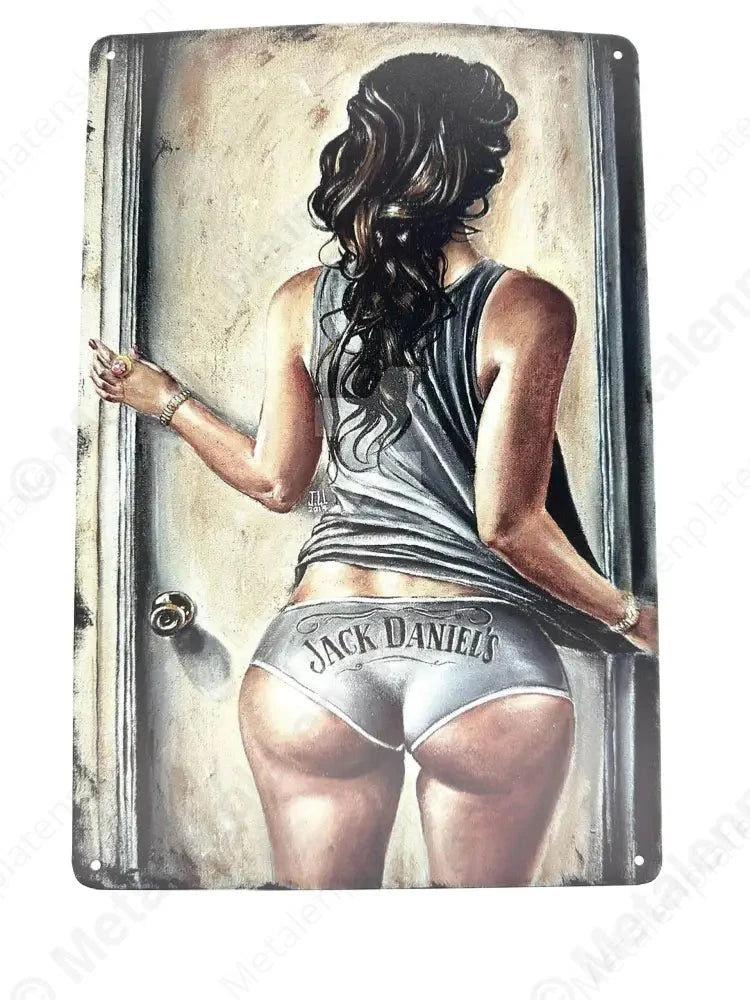 Jack Daniels - Vrouw - Metalen Wandbord Metaalbord