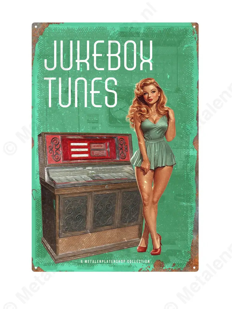 Jukebox Tunes - Pin-Up - MPS Collection Groen Metaalbord