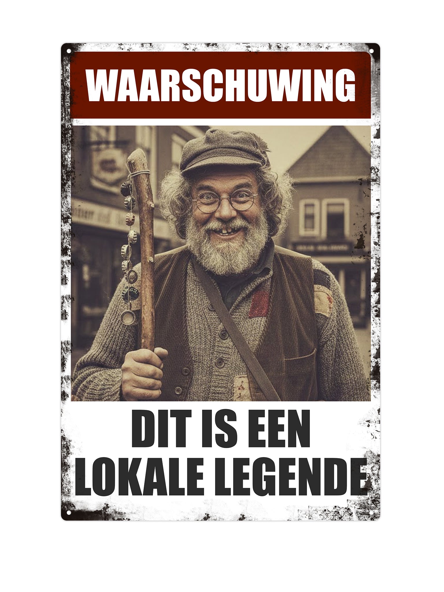 Gepersonaliseerd Wandbord 'De Dorpsgek' – Metaal met Eigen Foto